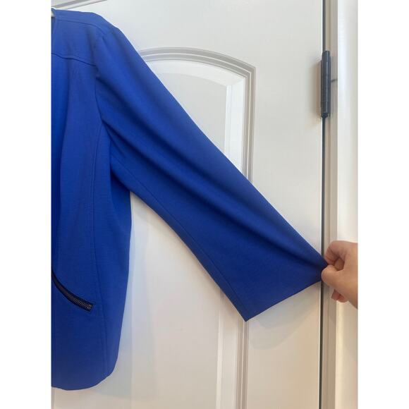 Chico’s Size 3 (16) Vibrant Blue Open Front Dress Jacket with Zipper Pockets - Picture 5 of 8
